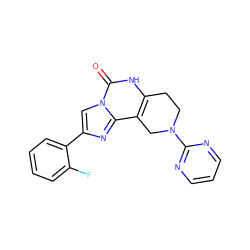 O=c1[nH]c2c(c3nc(-c4ccccc4F)cn13)CN(c1ncccn1)CC2 ZINC000013492036