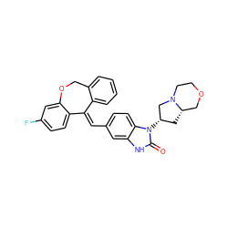 O=c1[nH]c2cc(/C=C3\c4ccccc4COc4cc(F)ccc43)ccc2n1[C@H]1C[C@H]2COCCN2C1 ZINC000101571639