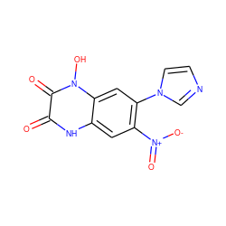 O=c1[nH]c2cc([N+](=O)[O-])c(-n3ccnc3)cc2n(O)c1=O ZINC000013759242