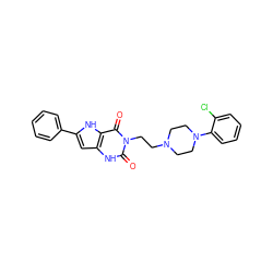 O=c1[nH]c2cc(-c3ccccc3)[nH]c2c(=O)n1CCN1CCN(c2ccccc2Cl)CC1 ZINC000013641874