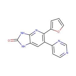 O=c1[nH]c2cc(-c3ccncn3)c(-c3ccco3)nc2[nH]1 ZINC000049426893