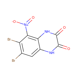 O=c1[nH]c2cc(Br)c(Br)c([N+](=O)[O-])c2[nH]c1=O ZINC000001484689