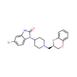 O=c1[nH]c2cc(Br)ccc2n1C1CCN(C[C@@H]2COc3ccccc3O2)CC1 ZINC000027896448