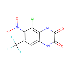 O=c1[nH]c2cc(C(F)(F)F)c([N+](=O)[O-])c(Cl)c2[nH]c1=O ZINC000013743970