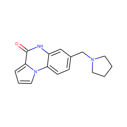 O=c1[nH]c2cc(CN3CCCC3)ccc2n2cccc12 ZINC000043065590