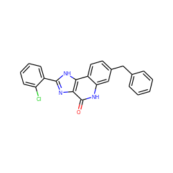 O=c1[nH]c2cc(Cc3ccccc3)ccc2c2[nH]c(-c3ccccc3Cl)nc12 ZINC000096270720