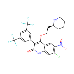 O=c1[nH]c2cc(Cl)c([N+](=O)[O-])cc2c(OCC[C@@H]2CCCCN2)c1-c1cc(C(F)(F)F)cc(C(F)(F)F)c1 ZINC000029415588