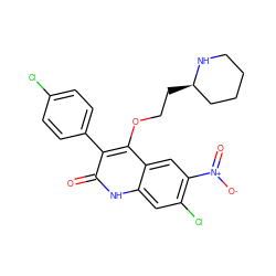 O=c1[nH]c2cc(Cl)c([N+](=O)[O-])cc2c(OCC[C@@H]2CCCCN2)c1-c1ccc(Cl)cc1 ZINC000029468497