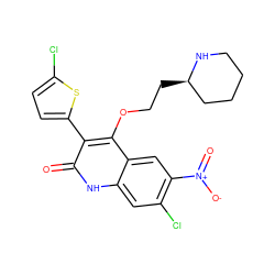 O=c1[nH]c2cc(Cl)c([N+](=O)[O-])cc2c(OCC[C@@H]2CCCCN2)c1-c1ccc(Cl)s1 ZINC000029411697