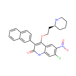 O=c1[nH]c2cc(Cl)c([N+](=O)[O-])cc2c(OCC[C@@H]2CCCCN2)c1-c1ccc2ccccc2c1 ZINC000029411200