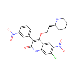 O=c1[nH]c2cc(Cl)c([N+](=O)[O-])cc2c(OCC[C@@H]2CCCCN2)c1-c1cccc([N+](=O)[O-])c1 ZINC000029415270