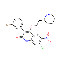 O=c1[nH]c2cc(Cl)c([N+](=O)[O-])cc2c(OCC[C@@H]2CCCCN2)c1-c1cccc(Br)c1 ZINC000029415987