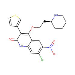 O=c1[nH]c2cc(Cl)c([N+](=O)[O-])cc2c(OCC[C@@H]2CCCCN2)c1-c1ccsc1 ZINC000029414566