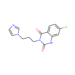 O=c1[nH]c2cc(Cl)ccc2c(=O)n1CCCn1ccnc1 ZINC000026377058