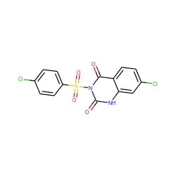 O=c1[nH]c2cc(Cl)ccc2c(=O)n1S(=O)(=O)c1ccc(Cl)cc1 ZINC000028894187