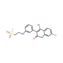 O=c1[nH]c2cc(Cl)ccc2c(O)c1-c1cccc(NCCS(=O)(=O)F)c1 ZINC000036294545