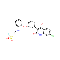 O=c1[nH]c2cc(Cl)ccc2c(O)c1-c1cccc(Oc2ccccc2NCCS(=O)(=O)F)c1 ZINC000036294541