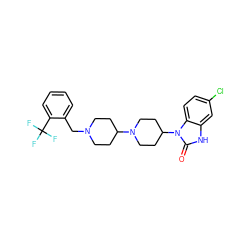 O=c1[nH]c2cc(Cl)ccc2n1C1CCN(C2CCN(Cc3ccccc3C(F)(F)F)CC2)CC1 ZINC000040402435