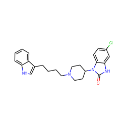 O=c1[nH]c2cc(Cl)ccc2n1C1CCN(CCCCc2c[nH]c3ccccc23)CC1 ZINC000653903277