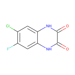 O=c1[nH]c2cc(F)c(Cl)cc2[nH]c1=O ZINC000013743988