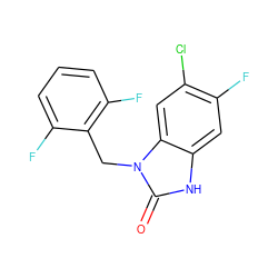 O=c1[nH]c2cc(F)c(Cl)cc2n1Cc1c(F)cccc1F ZINC000040916519