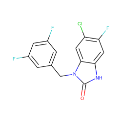 O=c1[nH]c2cc(F)c(Cl)cc2n1Cc1cc(F)cc(F)c1 ZINC000040918480