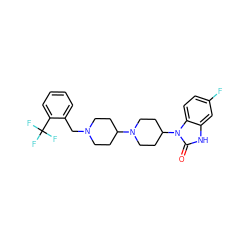 O=c1[nH]c2cc(F)ccc2n1C1CCN(C2CCN(Cc3ccccc3C(F)(F)F)CC2)CC1 ZINC000045498078