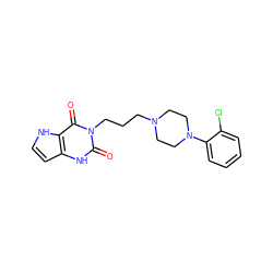 O=c1[nH]c2cc[nH]c2c(=O)n1CCCN1CCN(c2ccccc2Cl)CC1 ZINC000013641868