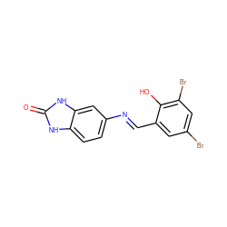 O=c1[nH]c2ccc(/N=C/c3cc(Br)cc(Br)c3O)cc2[nH]1 ZINC000001445301