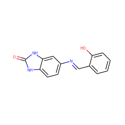 O=c1[nH]c2ccc(/N=C/c3ccccc3O)cc2[nH]1 ZINC000001424964