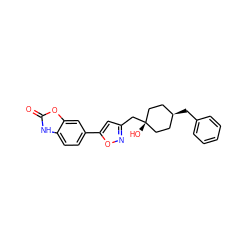 O=c1[nH]c2ccc(-c3cc(C[C@]4(O)CC[C@@H](Cc5ccccc5)CC4)no3)cc2o1 ZINC001772590402