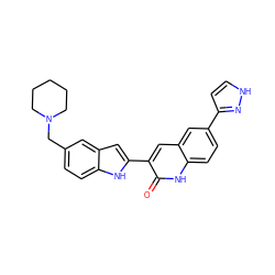 O=c1[nH]c2ccc(-c3cc[nH]n3)cc2cc1-c1cc2cc(CN3CCCCC3)ccc2[nH]1 ZINC000028604109