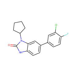 O=c1[nH]c2ccc(-c3ccc(F)c(Cl)c3)cc2n1C1CCCC1 ZINC000028463772