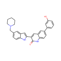 O=c1[nH]c2ccc(-c3cccc(O)c3)cc2cc1-c1cc2cc(CN3CCCCC3)ccc2[nH]1 ZINC000034804260