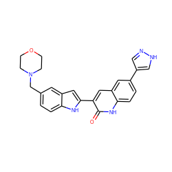 O=c1[nH]c2ccc(-c3cn[nH]c3)cc2cc1-c1cc2cc(CN3CCOCC3)ccc2[nH]1 ZINC000034804271