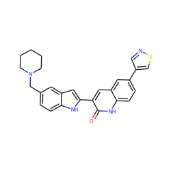 O=c1[nH]c2ccc(-c3cnsc3)cc2cc1-c1cc2cc(CN3CCCCC3)ccc2[nH]1 ZINC000034804250