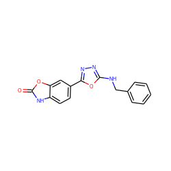 O=c1[nH]c2ccc(-c3nnc(NCc4ccccc4)o3)cc2o1 ZINC000103245725