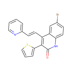 O=c1[nH]c2ccc(Br)cc2c(/C=C/c2ccccn2)c1-c1cccs1 ZINC000114923340