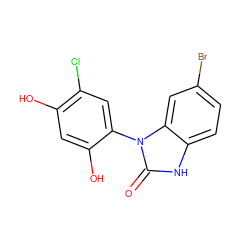 O=c1[nH]c2ccc(Br)cc2n1-c1cc(Cl)c(O)cc1O ZINC000063539329