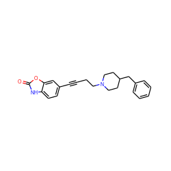 O=c1[nH]c2ccc(C#CCCN3CCC(Cc4ccccc4)CC3)cc2o1 ZINC000013813177