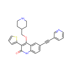 O=c1[nH]c2ccc(C#Cc3cccnc3)cc2c(OCC2CCNCC2)c1-c1cccs1 ZINC000103257183