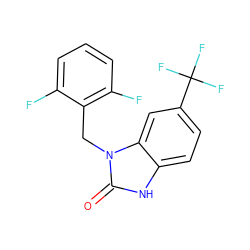 O=c1[nH]c2ccc(C(F)(F)F)cc2n1Cc1c(F)cccc1F ZINC000040845166