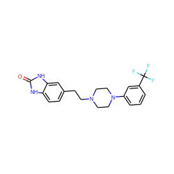 O=c1[nH]c2ccc(CCN3CCN(c4cccc(C(F)(F)F)c4)CC3)cc2[nH]1 ZINC000028367681