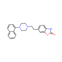 O=c1[nH]c2ccc(CCN3CCN(c4cccc5ccccc45)CC3)cc2o1 ZINC000040791459