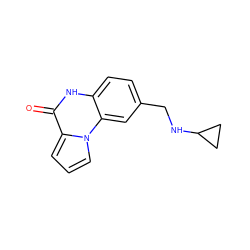 O=c1[nH]c2ccc(CNC3CC3)cc2n2cccc12 ZINC000043013742