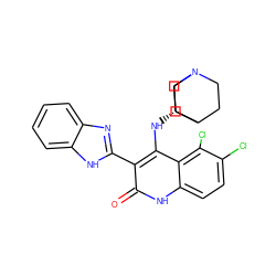 O=c1[nH]c2ccc(Cl)c(Cl)c2c(N[C@@H]2CN3CCC2CC3)c1-c1nc2ccccc2[nH]1 ZINC000034804003