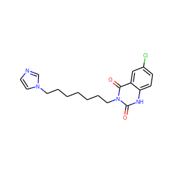 O=c1[nH]c2ccc(Cl)cc2c(=O)n1CCCCCCCn1ccnc1 ZINC000026380885