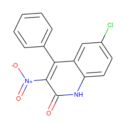 O=c1[nH]c2ccc(Cl)cc2c(-c2ccccc2)c1[N+](=O)[O-] ZINC000008951572