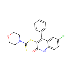 O=c1[nH]c2ccc(Cl)cc2c(-c2ccccc2)c1SC(=S)N1CCOCC1 ZINC000018181006