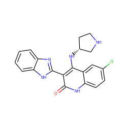 O=c1[nH]c2ccc(Cl)cc2c(N[C@@H]2CCNC2)c1-c1nc2ccccc2[nH]1 ZINC000034804005